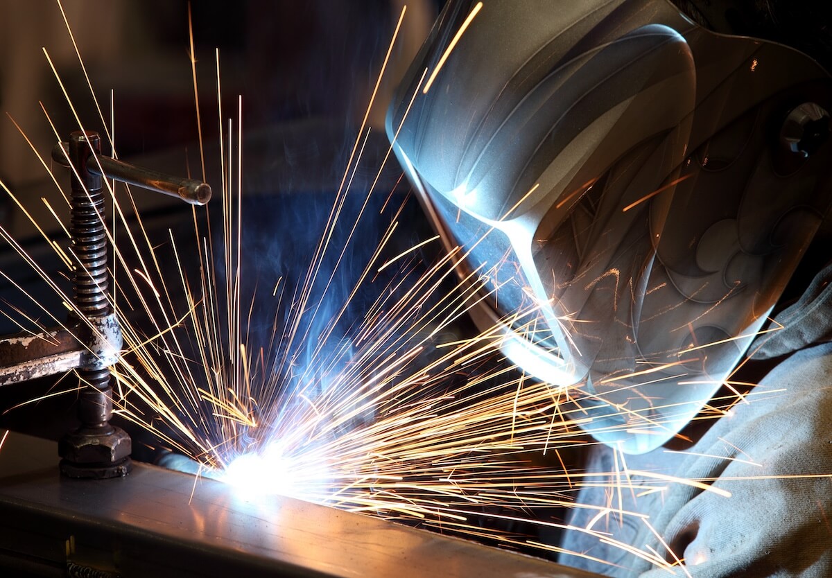 Industrial welding in action